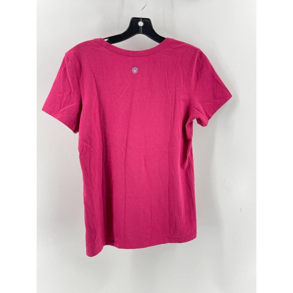 Life is Good Wine Glass Pink Short Sleeve Graphic Print T Shirt Tee Size Small - Picture 6 of 12